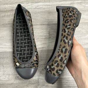 Vionic Spark Minna Calf Hair Leopard Print Cap Toe Ballet Flats Shoes No Insole